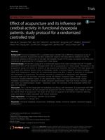 Effect of acupuncture and its influence on cerebral activity in functional dyspepsia patients: study protocol for a randomized controlled trial