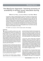 The MacGyver Approach: Teaching economy of availability in tertiary music education during COVID-19