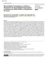 Mixed Reality Technology as a Delivery Mechanism for Psychological Intervention in Adolescents With Asthma: A Qualitative Protocol