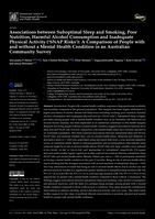 Associations between Suboptimal Sleep and Smoking, Poor Nutrition, Harmful Alcohol Consumption and Inadequate Physical Activity ('SNAP Risks'): A Comparison of People with and without a Mental Health Condition in an Australian Community Survey
