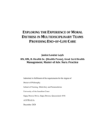 Exploring the Experience of Moral Distress in Multidisciplinary Teams Providing End-of-Life Care