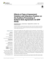 Effects of Type of Agreement Violation and Utterance Position on the Auditory Processing of Subject-Verb Agreement: An ERP Study
