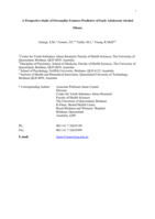 A prospective study of personality features predictive of early adolescent alcohol misuse