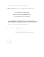 A TPB-Based Smoking Intervention among Chinese High School Students