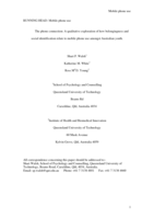The phone connection: A qualitative exploration of how belongingness and social identification relate to mobile phone use amongst Australian youth