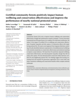 Certified community forests positively impact human wellbeing and conservation effectiveness and improve the performance of nearby national protected areas