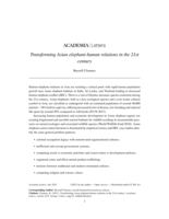 Transforming Asian elephant-human relations in the 21st century