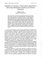 Scaffolds for learning: A sociocultural approach to reforming mathematics teaching and teacher education