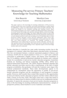 Measuring pre-service primary teachers’ knowledge for teaching mathematics