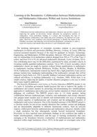 Learning at the boundaries: Collaboration between mathematicians and mathematics educators within and across institutions