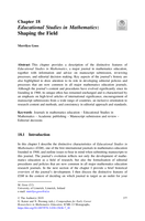 Educational studies in mathematics: shaping the field