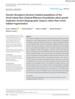 Genetic divergence between isolated populations of the North Island New Zealand Rifleman (Acanthisitta chloris granti) implicates ancient biogeographic impacts rather than recent habitat fragmentation