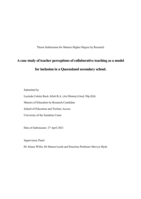 A case study of teacher perceptions of collaborative teaching as a model for inclusion in a Queensland secondary school