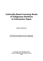 Culturally-Based Learning Needs of Indigenous Students in Indonesian Papua
