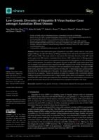 Low Genetic Diversity of Hepatitis B Virus Surface Gene amongst Australian Blood Donors