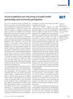 Access to palliative care: the primacy of public health partnerships and community participation