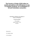 The Country of Origin (COO) effect on quality perceptions and willingness to pay in cosmetic products: An investigation of US and Colombian consumers