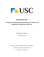 Schooling for All?: A History of the Educational Opportunities for Children with Disabilities in Queensland, 1945-1973