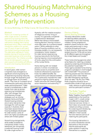 Shared Housing Matchmaking Schemes as a Housing Early Intervention