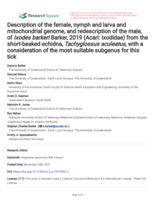 Description of the female, nymph and larva and mitochondrial genome, and redescription of the male, of Ixodes barkeri Barker, 2019 (Acari: Ixodidae) from the short-beaked echidna, Tachyglossus aculeatus, with a consideration of the most suitable subgenus for this tick