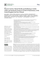 Physical activity, mental health and wellbeing of adults within and during the easing of COVID-19 restrictions, in the United Kingdom and New Zealand