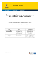 The role and performance of accelerators in the Australian startup ecosystem