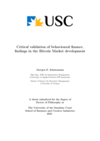 Critical validation of behavioural finance, findings in the Bitcoin Market development