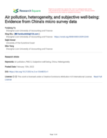 Air pollution, heterogeneity, and subjective well-being: Evidence from China's micro survey data