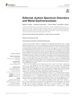 Editorial: Autism Spectrum Disorders and Metal Dyshomeostasis