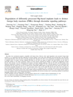 Degradation of differently processed Mg-based implants leads to distinct foreign body reactions (FBRs) through dissimilar signaling pathways