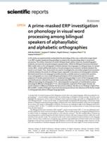 A prime‑masked ERP investigation on phonology in visual word processing among bilingual speakers of alphasyllabic and alphabetic orthographies