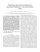 Predicting Reduced Driver Alertness on Monotonous Highways