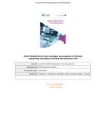 Allied health front-line manager perceptions of factors impacting workplace morale and burnout risk