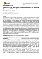 Predicting Forest Pest Threats in Australia: Are Risk Lists Worth the Paper they're Written on?