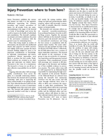 Injury Prevention: where to from here?