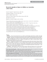 Recurrent episodes of injury in children: an Australian cohort study