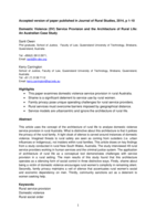 Domestic violence (DV) service provision and the architecture of rural life: An Australian case study
