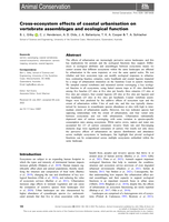 Cross-ecosystem effects of coastal urbanisation on vertebrate assemblages and ecological function