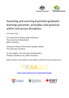 Assessing and assuring Australian graduate learning outcomes: principles and practices within and across disciplines: Final Report 2014