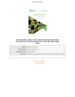 An exploratory study of the experiencescape dimensions and customer revisit intentions for urban specialty coffee shops