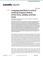 Language specificity in cortical tracking of speech rhythm at the mora, syllable, and foot levels