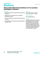 Dissociable Motivational Deficits in Pre-manifest Huntington’s Disease