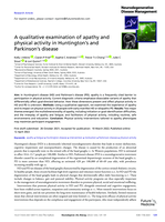 A qualitative examination of apathy and physical activity in Huntington's and Parkinson's disease