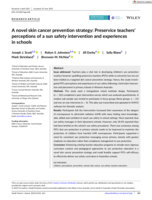 A novel skin cancer prevention strategy: Preservice teachers' perceptions of a sun safety intervention and experiences in schools