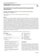 State dependence of arousal from torpor in brown long‑eared bats (Plecotus auritus)