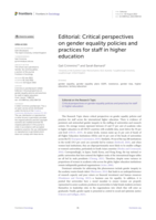 Editorial: Critical perspectives on gender equality policies and practices for staff in higher education