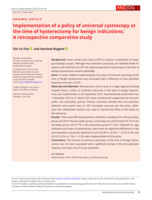 Implementation of a policy of universal cystoscopy at the time of hysterectomy for benign indications: A retrospective comparative study