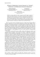 Identities of Mathematics Teacher Educators in a " Hybrid " Mathematics and Mathematics Education Department