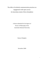 The effect of scholarly communication practices on engagement with open access: An Australian study of three disciplines