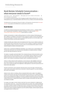 Book Review: Scholarly Communication – what everyone needs to know®